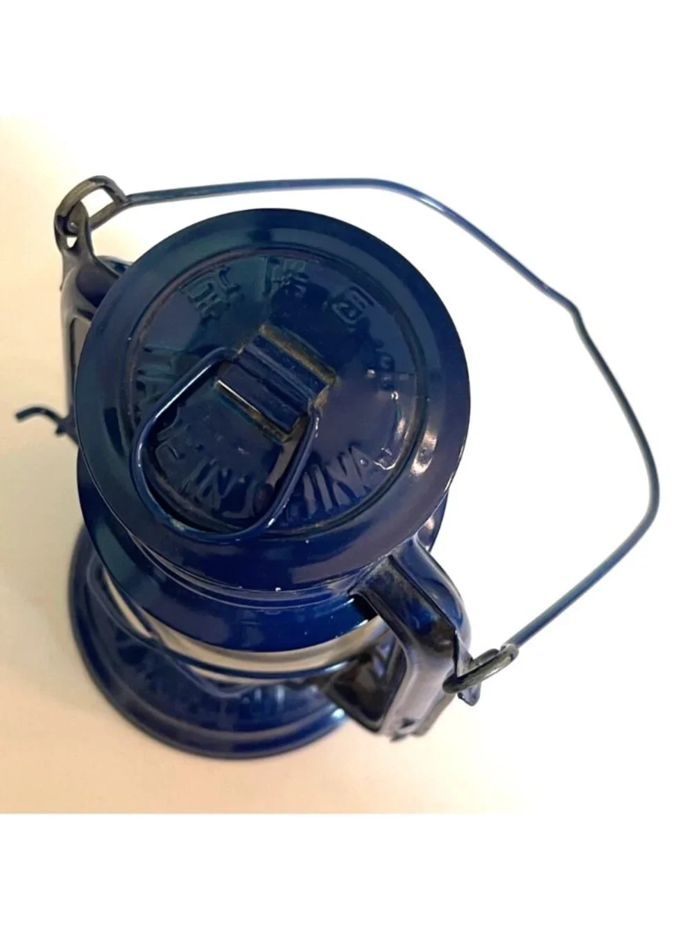 Blue Metal Kerosene Hurricane Lantern 235 With Glass Globe 11-Inch Vintage Desig